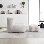 Poltrona sacco/sedia da pavimento/divano pigro con memory foam e pouf, divano a sacco per sala lettura, soggiorno