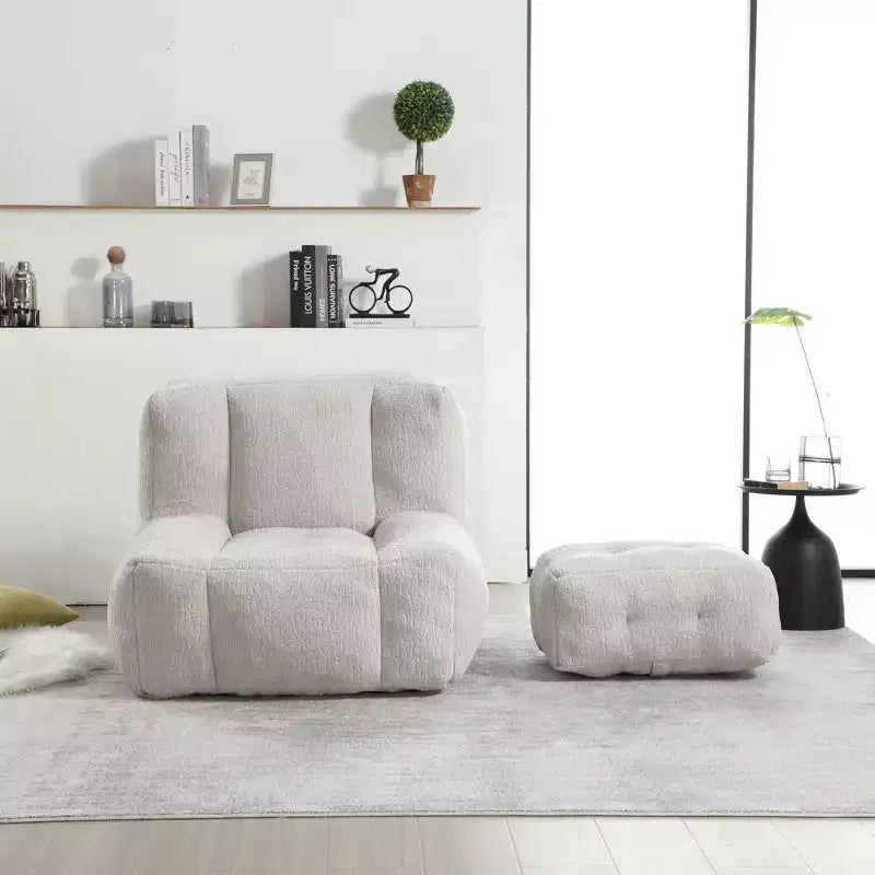 Poltrona sacco/sedia da pavimento/divano pigro con memory foam e pouf, divano a sacco per sala lettura, soggiorno