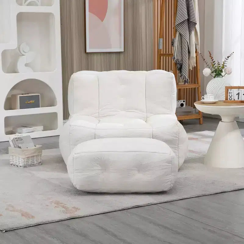 Poltrona sacco/sedia da pavimento/divano pigro con memory foam e pouf, divano a sacco per sala lettura, soggiorno