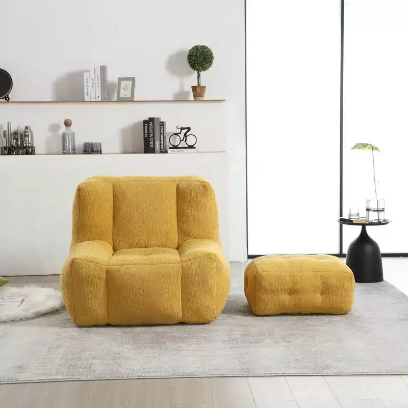 Poltrona sacco/sedia da pavimento/divano pigro con memory foam e pouf, divano a sacco per sala lettura, soggiorno