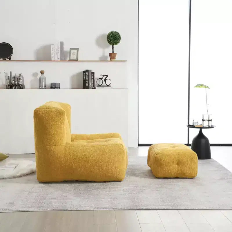 Poltrona sacco/sedia da pavimento/divano pigro con memory foam e pouf, divano a sacco per sala lettura, soggiorno