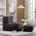 Poltrona sacco/sedia da pavimento/divano pigro con memory foam e pouf, divano a sacco per sala lettura, soggiorno