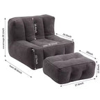 Poltrona sacco/sedia da pavimento/divano pigro con memory foam e pouf, divano a sacco per sala lettura, soggiorno