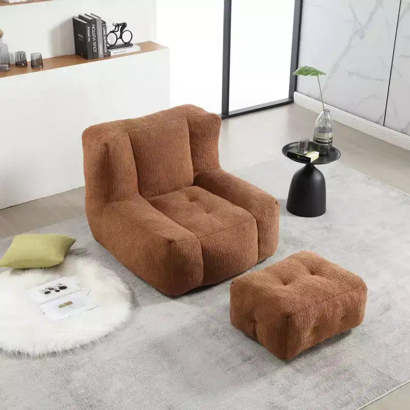 Poltrona sacco/sedia da pavimento/divano pigro con memory foam e pouf, divano a sacco per sala lettura, soggiorno