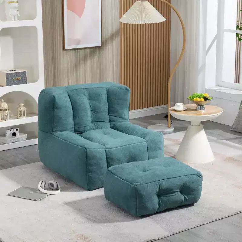 Poltrona sacco/sedia da pavimento/divano pigro con memory foam e pouf, divano a sacco per sala lettura, soggiorno