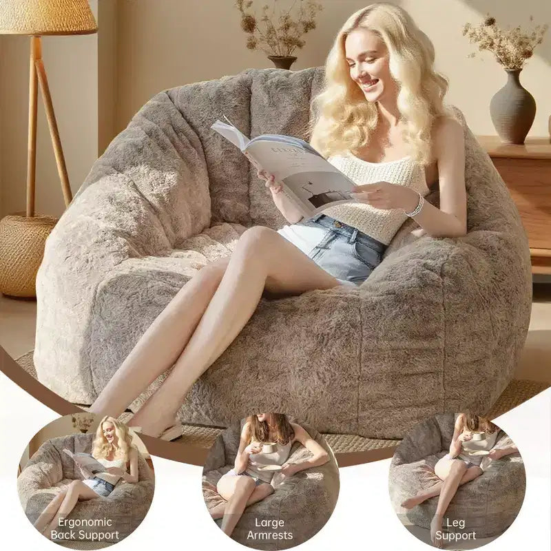 Poltrona Sacco con Braccioli, Sedia da Pavimento con Memory Foam, Divano Sacco Gaming per Adulti per Camera da Letto, Soggiorno
