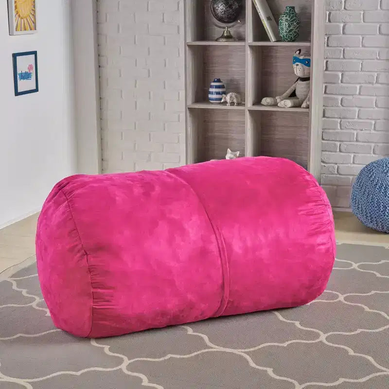 Poltrona a Sacco, Divano a Sacco Cilindrico in Pelle Scamosciata da 4FT, Poltrona Oversize per Camera da Letto e Soggiorno