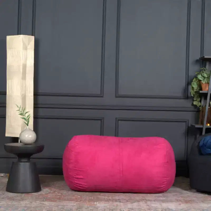 Poltrona a Sacco, Divano a Sacco Cilindrico in Pelle Scamosciata da 4FT, Poltrona Oversize per Camera da Letto e Soggiorno