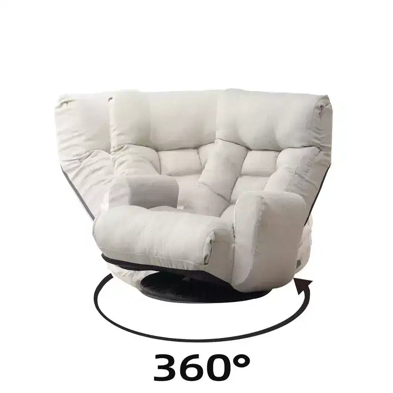 Poltrona Sacco Girevole a 360 Gradi, Poltrona Sofà Pigra con Tasca Laterale, Poltrona da Pavimento con Poggiatesta Regolabile per Camera da Letto, Soggiorno, Grigio Cemento