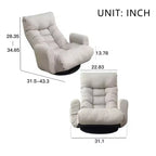 Poltrona Sacco Girevole a 360 Gradi, Poltrona Sofà Pigra con Tasca Laterale, Poltrona da Pavimento con Poggiatesta Regolabile per Camera da Letto, Soggiorno, Grigio Cemento