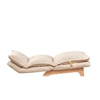 Poltrona Sacco Pieghevole con Poggiapiedi, Comoda Poltrona Divano con Schienale Regolabile e Spugna ad Alta Densità, Poltrona da Pavimento per Balcone, Soggiorno, Beige