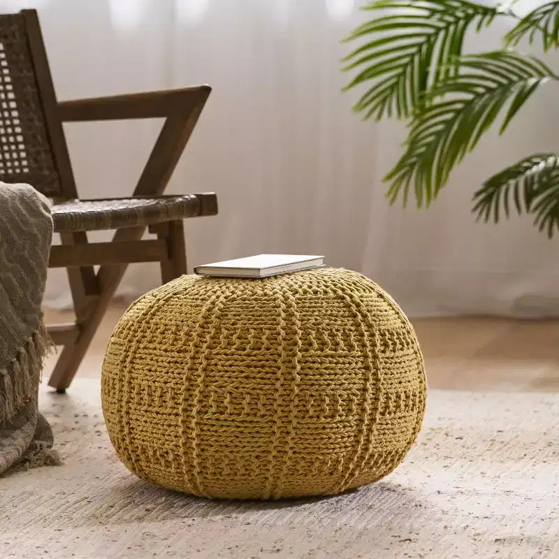 Poltrona a sacco in tessuto intrecciato, Poltrona da pavimento in memory foam per un comfort elegante, Comoda poltrona per l'arredamento del soggiorno e della camera da letto