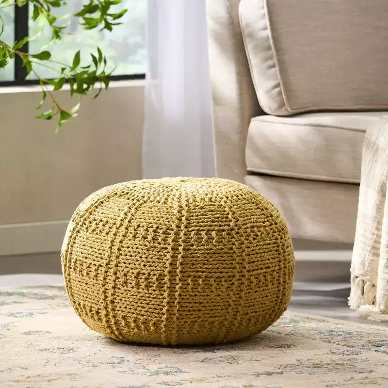 Poltrona a sacco in tessuto intrecciato, Poltrona da pavimento in memory foam per un comfort elegante, Comoda poltrona per l'arredamento del soggiorno e della camera da letto