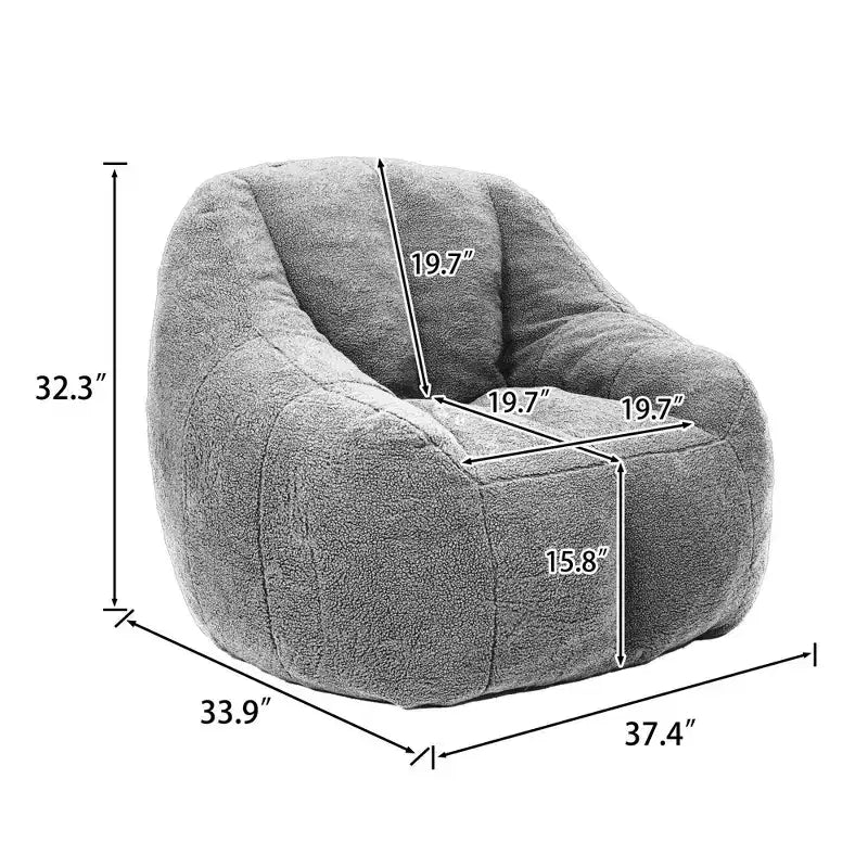 Poltrona sacco in tessuto orsetto morbido, poltrona da pavimento in memory foam per un comfort extra, poltrona lounge da gaming moderna per il soggiorno