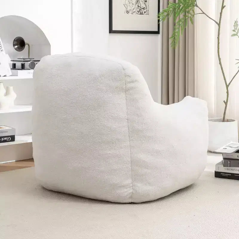 Poltrona sacco trapuntata con Memory Foam e imbottitura morbida, comoda poltrona per divano pigro per il massimo relax in soggiorno, bianca