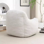 Poltrona sacco trapuntata con Memory Foam e imbottitura morbida, comoda poltrona per divano pigro per il massimo relax in soggiorno, bianca