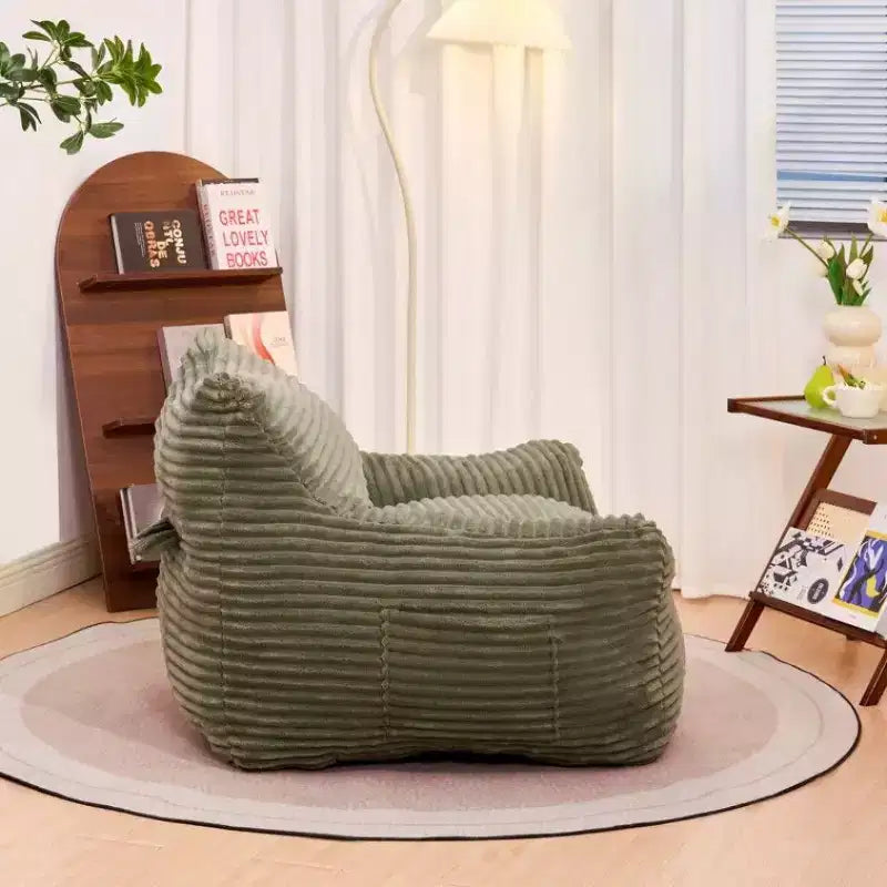 Poltrona a sacco con capacità di 180 kg, poltrona a sacco in velluto a coste di grandi dimensioni con braccioli, schiuma ad alta resilienza per adulti e ragazzi