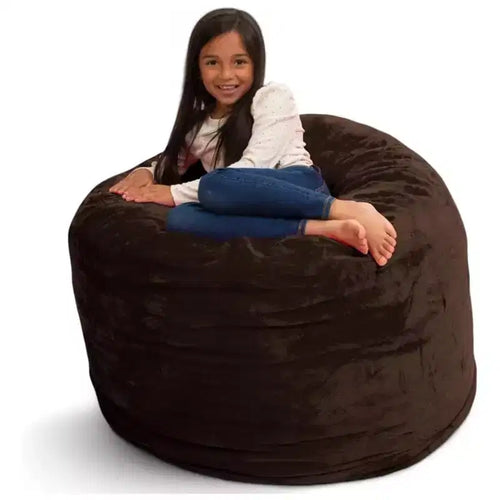 Ultimate Sack 3 ft Bean Bag Chair, Oversized Indoor Comfy Lounger, Brown Fur