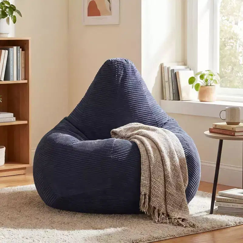 Poltrona Sacco per Adulti con Rivestimento in Velluto a Coste Delicato sulla Pelle e Imbottitura in Spugna Morbida Blu/Grigio Scuro/Grigio Chiaro/Rosa/Beige