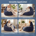 Poltrona Sacco per Adulti con Rivestimento in Velluto a Coste Delicato sulla Pelle e Imbottitura in Spugna Morbida Blu/Grigio Scuro/Grigio Chiaro/Rosa/Beige