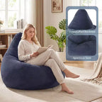 Poltrona Sacco per Adulti con Rivestimento in Velluto a Coste Delicato sulla Pelle e Imbottitura in Spugna Morbida Blu/Grigio Scuro/Grigio Chiaro/Rosa/Beige