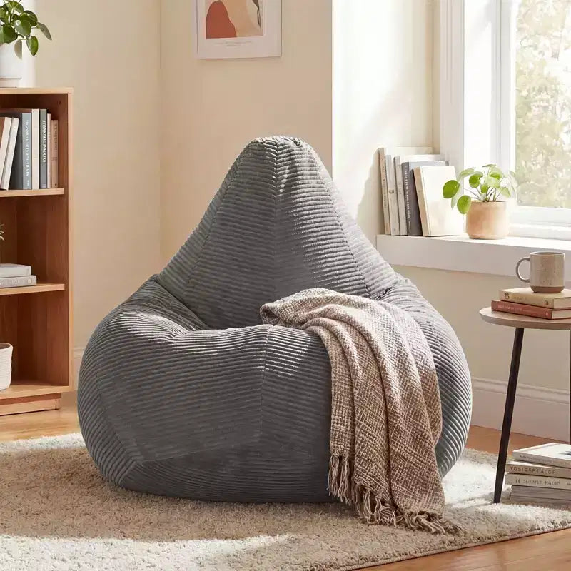 Poltrona Sacco per Adulti con Rivestimento in Velluto a Coste Delicato sulla Pelle e Imbottitura in Spugna Morbida Blu/Grigio Scuro/Grigio Chiaro/Rosa/Beige