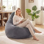 Poltrona Sacco per Adulti con Rivestimento in Velluto a Coste Delicato sulla Pelle e Imbottitura in Spugna Morbida Blu/Grigio Scuro/Grigio Chiaro/Rosa/Beige