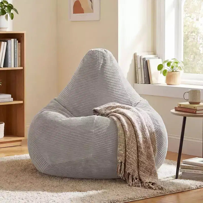 Poltrona Sacco per Adulti con Rivestimento in Velluto a Coste Delicato sulla Pelle e Imbottitura in Spugna Morbida Blu/Grigio Scuro/Grigio Chiaro/Rosa/Beige