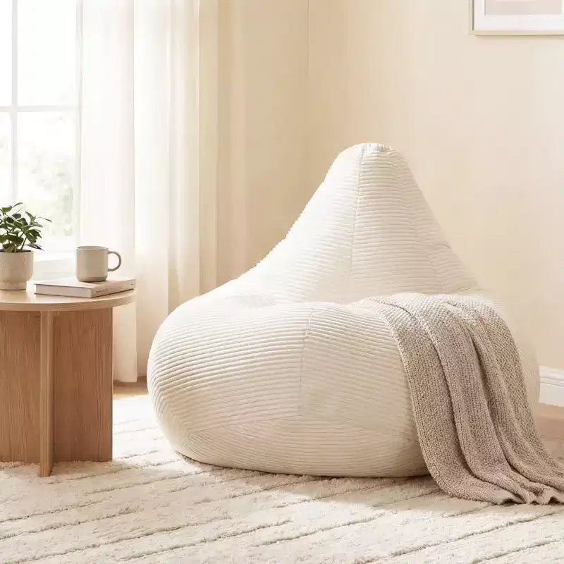 Poltrona Sacco per Adulti con Rivestimento in Velluto a Coste Delicato sulla Pelle e Imbottitura in Spugna Morbida Blu/Grigio Scuro/Grigio Chiaro/Rosa/Beige