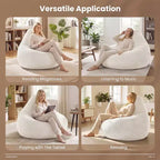 Poltrona Sacco per Adulti con Rivestimento in Velluto a Coste Delicato sulla Pelle e Imbottitura in Spugna Morbida Blu/Grigio Scuro/Grigio Chiaro/Rosa/Beige