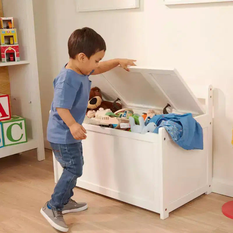Baule Portagiochi in Legno - Mobile Bianco per Sala Giochi: Baule Contenitore Struttura in Legno, Supporta 68 kg di Peso