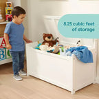 Baule Portagiochi in Legno - Mobile Bianco per Sala Giochi: Baule Contenitore Struttura in Legno, Supporta 68 kg di Peso