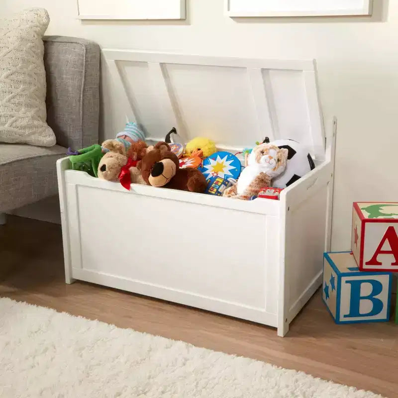 Baule Portagiochi in Legno - Mobile Bianco per Sala Giochi: Baule Contenitore Struttura in Legno, Supporta 68 kg di Peso