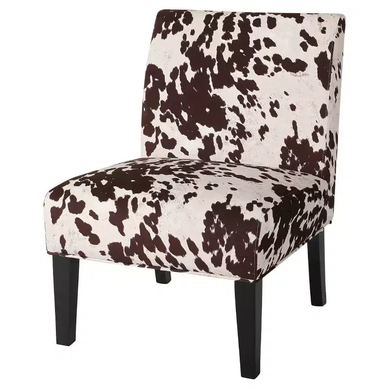 Poltrona con stampa effetto pelle bovina - Struttura in legno di caucciù, tessuto in poliestere