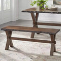 Buylateral Mandeville Rustic Live Edge Solid Wood Dining Bench Walnut: Wood Frame, Rectangular, Seats 2, Varnished Finish