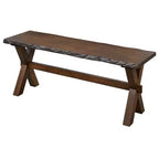 Panca da pranzo Mandeville Rustic Live Edge in legno massello noce: struttura in legno, rettangolare, 2 posti, finitura verniciata