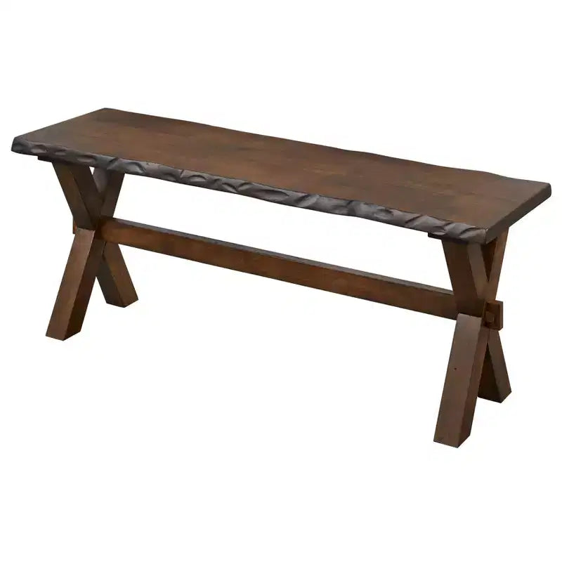 Panca da pranzo Mandeville Rustic Live Edge in legno massello noce: struttura in legno, rettangolare, 2 posti, finitura verniciata