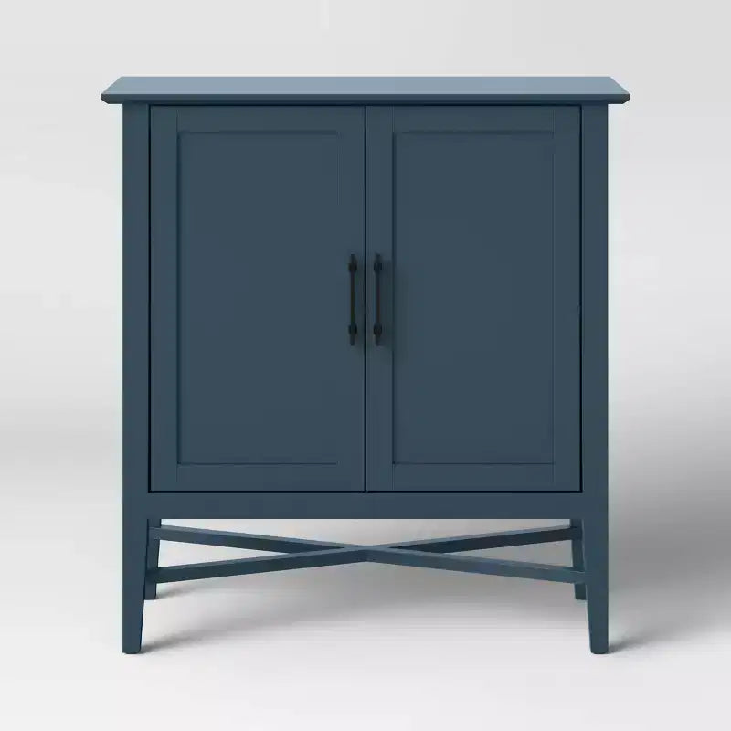 Mobile Contenitore Elloree Navy - Organizzatore per Home Office con Interni Divisi, Struttura in Pino