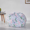 Pouf Materra Modern Fabric con motivo a foglie e fiori/bianco, 3 piedi