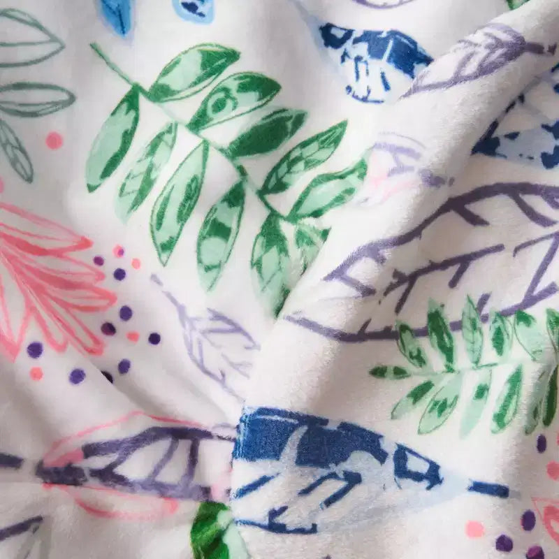 Pouf Materra Modern Fabric con motivo a foglie e fiori/bianco, 3 piedi