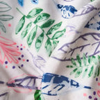 Pouf Materra Modern Fabric con motivo a foglie e fiori/bianco, 3 piedi