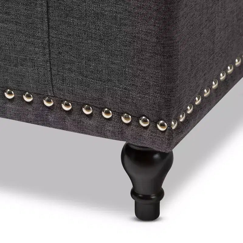 Panca Ottomana Contenitore Kaylee con Rivestimento in Tessuto Moderno Classico e Trapuntatura a Bottone