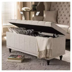 Kaylee Modern Classic Fabric Upholstered Button - Tufting Storage Ottoman Bench - Baxton Studio