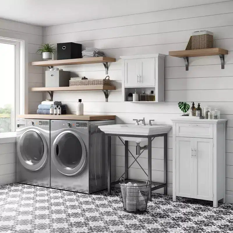 Pensile da bagno e lavanderia Somerset a due ante con ripiano aperto e regolabile