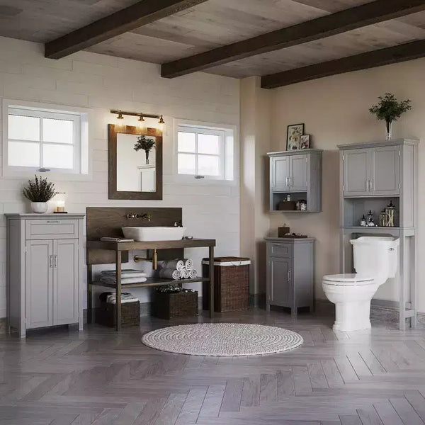 Pensile da bagno e lavanderia Somerset a due ante con ripiano aperto e regolabile