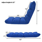 Sedia da Pavimento Pieghevole Regolabile a 14 Posizioni per Gioco, Divano Lounge Pigro Grigio/Blu/Caffè