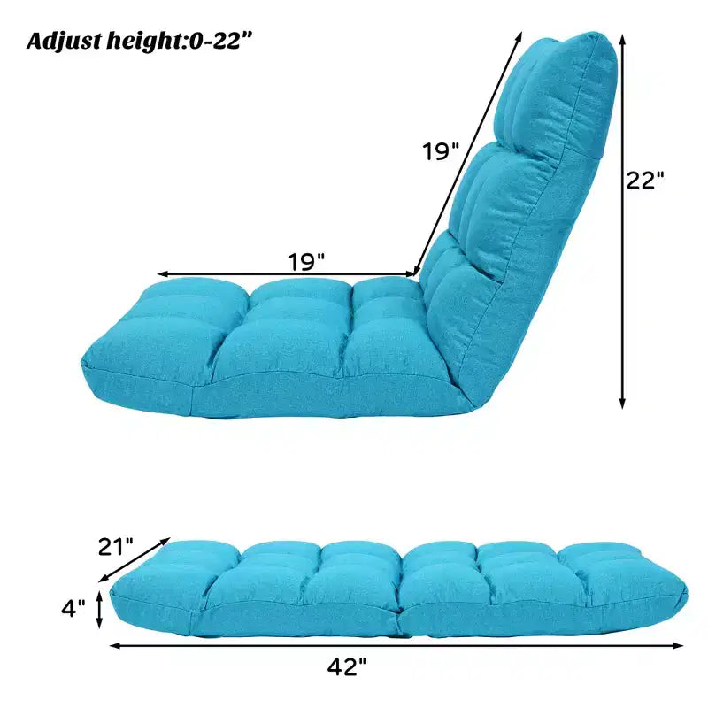 Sedia da Pavimento Pieghevole Regolabile a 14 Posizioni per Gioco, Divano Lounge Pigro Grigio/Blu/Caffè