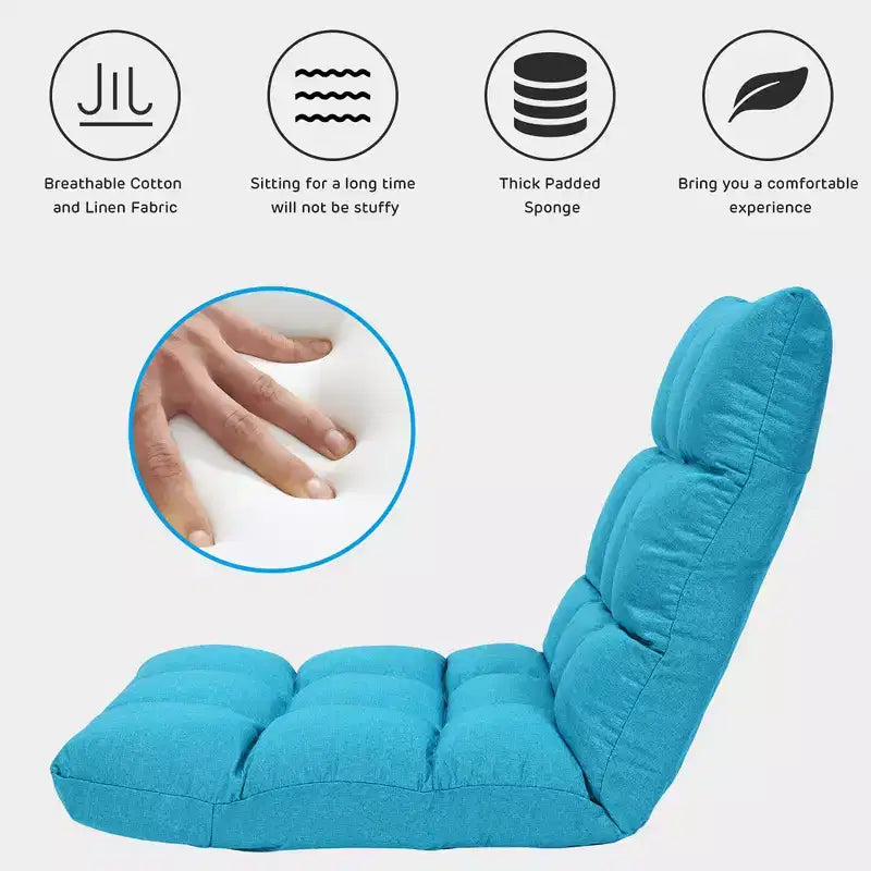 Sedia da Pavimento Pieghevole Regolabile a 14 Posizioni per Gioco, Divano Lounge Pigro Grigio/Blu/Caffè