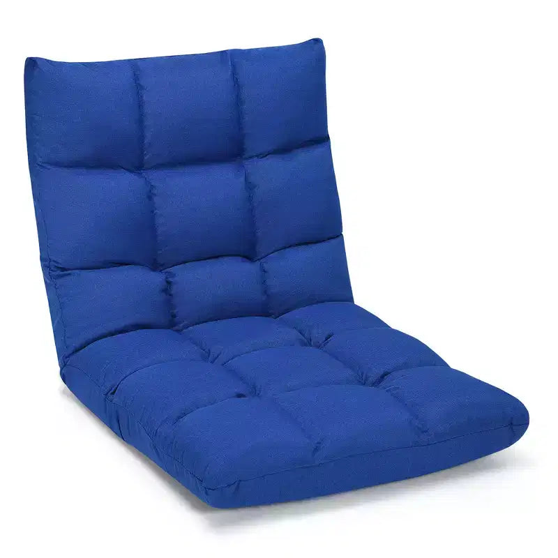 Sedia da Pavimento Pieghevole Regolabile a 14 Posizioni per Gioco, Divano Lounge Pigro Grigio/Blu/Caffè