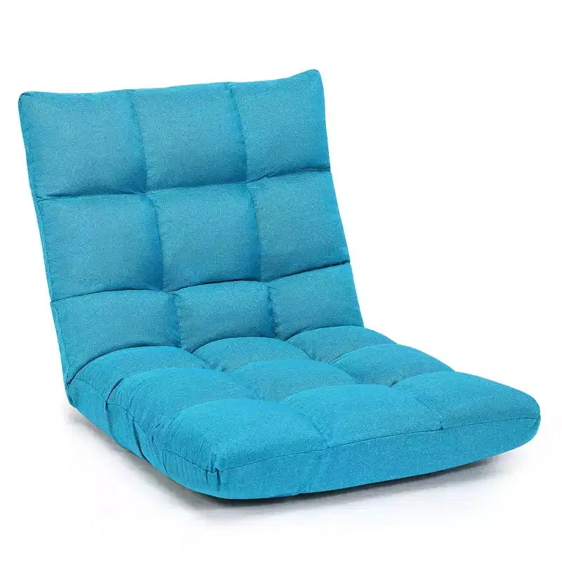 Sedia da Pavimento Pieghevole Regolabile a 14 Posizioni per Gioco, Divano Lounge Pigro Grigio/Blu/Caffè